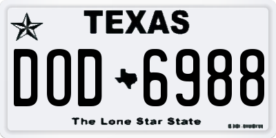 TX license plate DOD6988