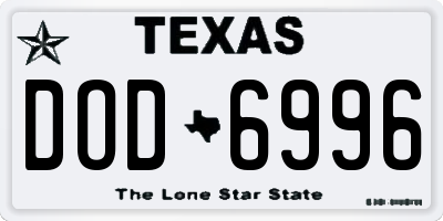 TX license plate DOD6996