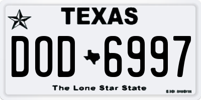 TX license plate DOD6997