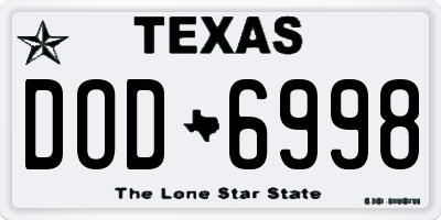 TX license plate DOD6998