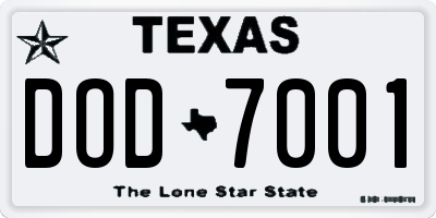 TX license plate DOD7001