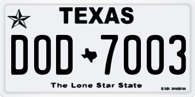 TX license plate DOD7003