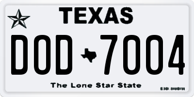 TX license plate DOD7004