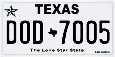 TX license plate DOD7005