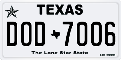 TX license plate DOD7006