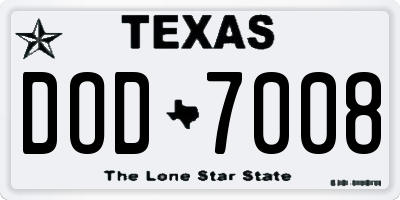 TX license plate DOD7008