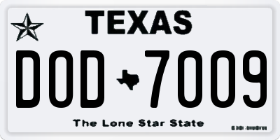 TX license plate DOD7009