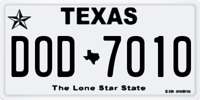 TX license plate DOD7010