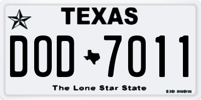 TX license plate DOD7011