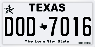 TX license plate DOD7016