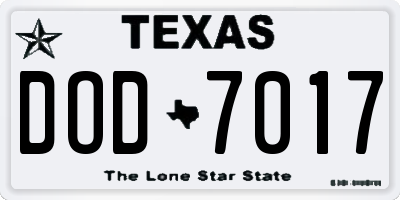 TX license plate DOD7017