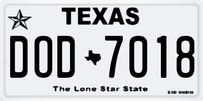 TX license plate DOD7018