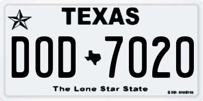 TX license plate DOD7020