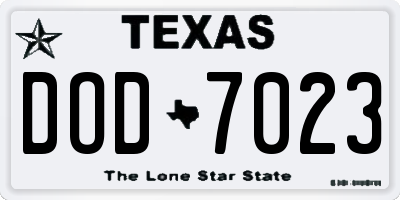 TX license plate DOD7023