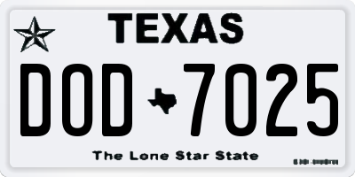 TX license plate DOD7025