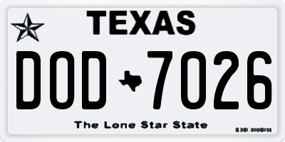 TX license plate DOD7026