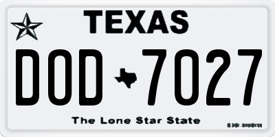 TX license plate DOD7027