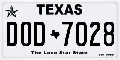 TX license plate DOD7028