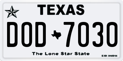 TX license plate DOD7030