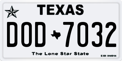 TX license plate DOD7032
