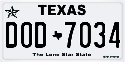 TX license plate DOD7034