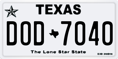 TX license plate DOD7040