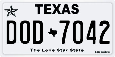 TX license plate DOD7042