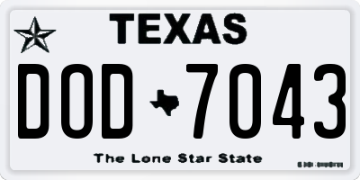 TX license plate DOD7043