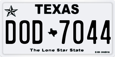 TX license plate DOD7044