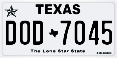 TX license plate DOD7045