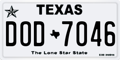 TX license plate DOD7046