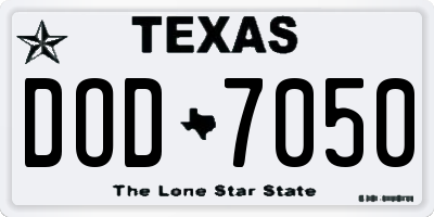 TX license plate DOD7050