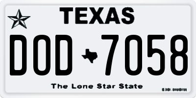 TX license plate DOD7058
