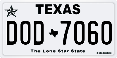 TX license plate DOD7060