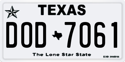 TX license plate DOD7061