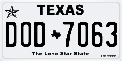 TX license plate DOD7063