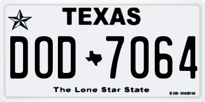 TX license plate DOD7064
