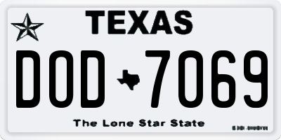 TX license plate DOD7069