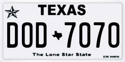 TX license plate DOD7070