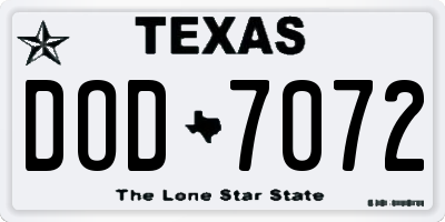 TX license plate DOD7072