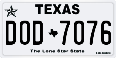 TX license plate DOD7076