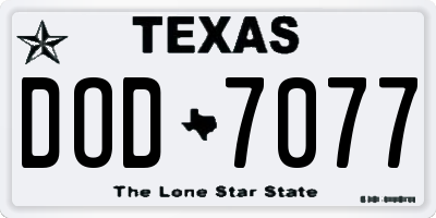 TX license plate DOD7077