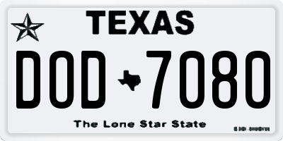 TX license plate DOD7080