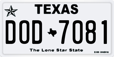 TX license plate DOD7081