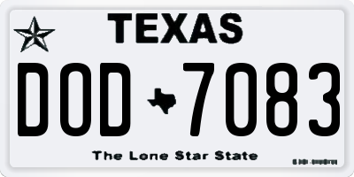 TX license plate DOD7083