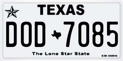 TX license plate DOD7085
