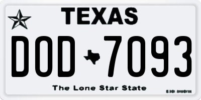 TX license plate DOD7093