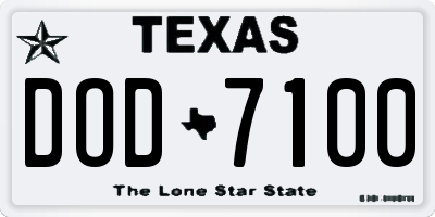 TX license plate DOD7100