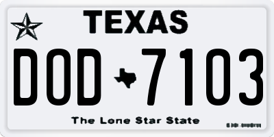 TX license plate DOD7103
