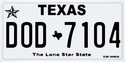 TX license plate DOD7104